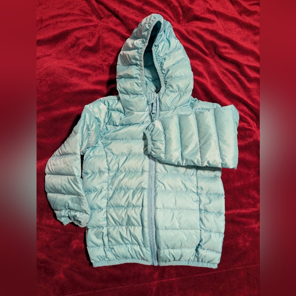 B01 Eddie Bauer Curacao Blue Down Hooded Jacket